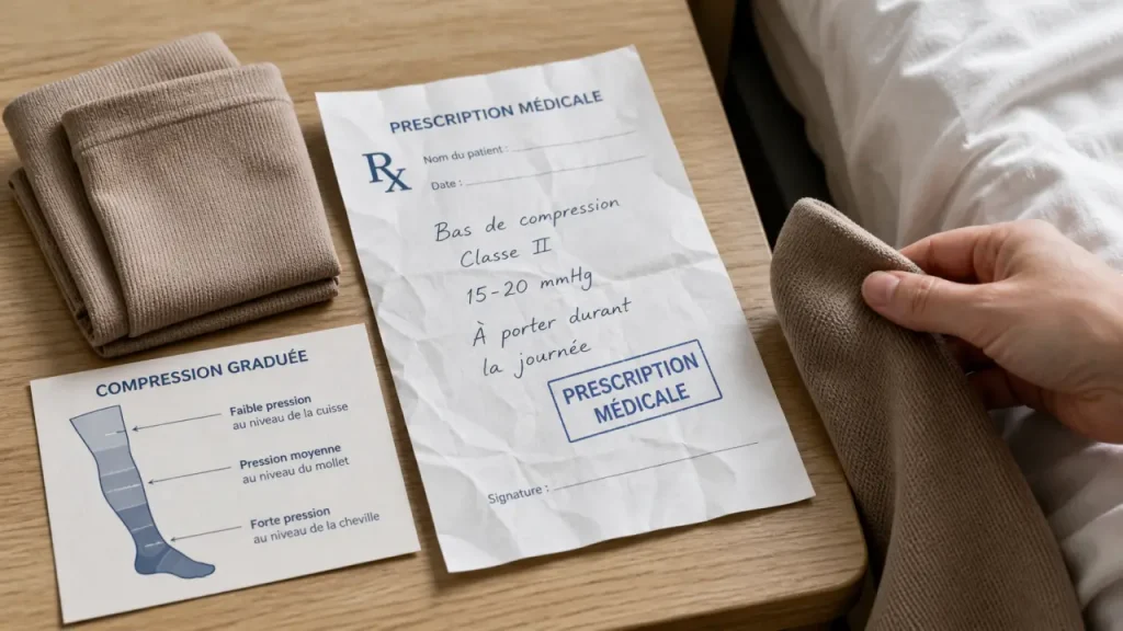 Bas de contention après opération la nuit sur ordonnance