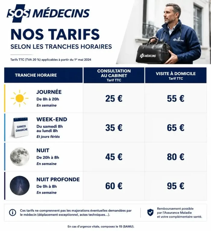 Grille tarifaire des interventions SOS Médecins et tarifs conventionnels