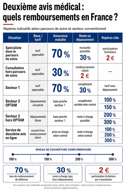 Deuxième avis médical remboursement : comparatif des prises en charge et du reste à charge