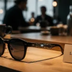 Lunette avec appareil auditif, monture avec composants audio près du temple