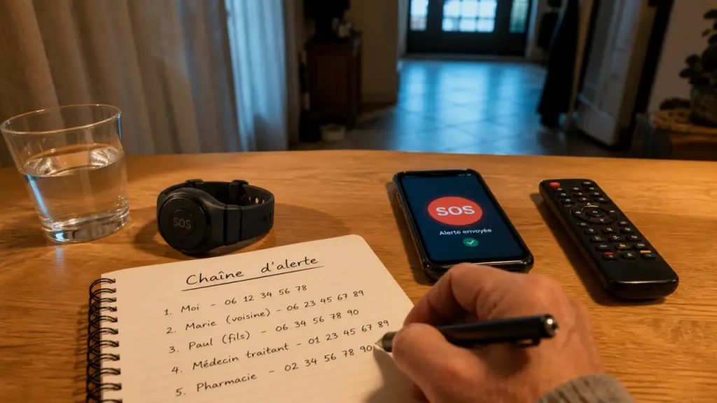 Bracelet alarme personne âgée sans abonnement avec alerte SOS sur smartphone