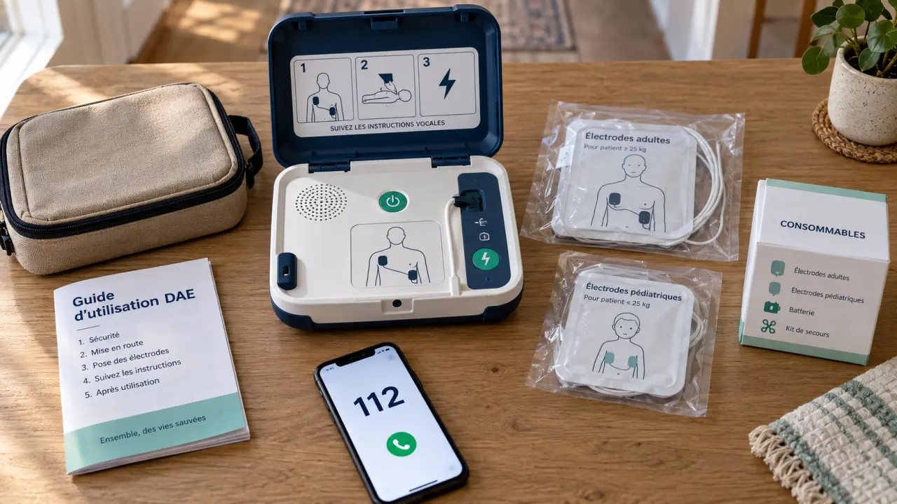 comment choisir défibrillateur heartsafe familial : défibrillateur DAE pour foyer, électrodes adultes et pédiatriques, téléphone 112