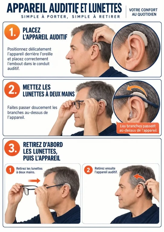 Comment mettre des appareils auditifs avec des lunettes dans le bon ordre