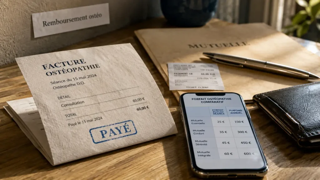 remboursement osteo : facture payée et comparatif mutuelle