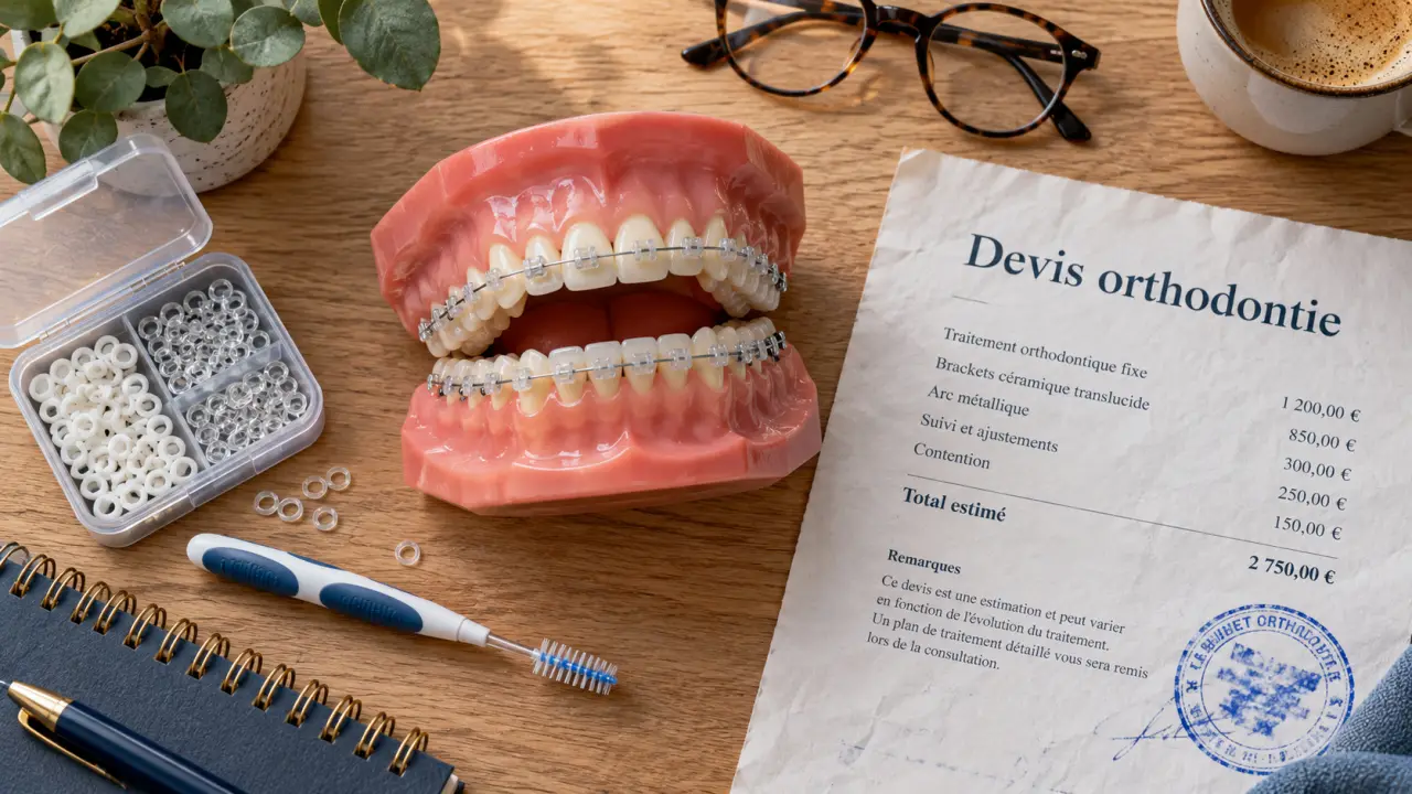 Appareil dentaire céramique discret sur dents, brackets et arc métalliques