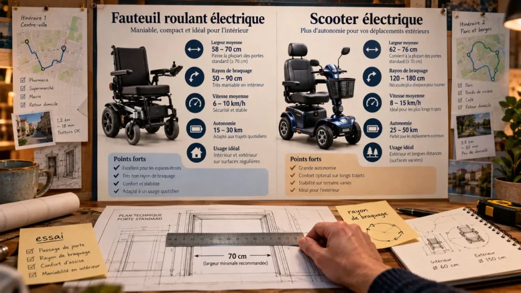 Fauteuil roulant électrique scooter : mesurer l’entrée et comparer
