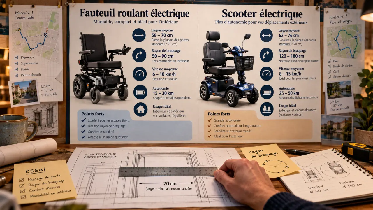 Fauteuil roulant électrique scooter : mesurer l’entrée et comparer