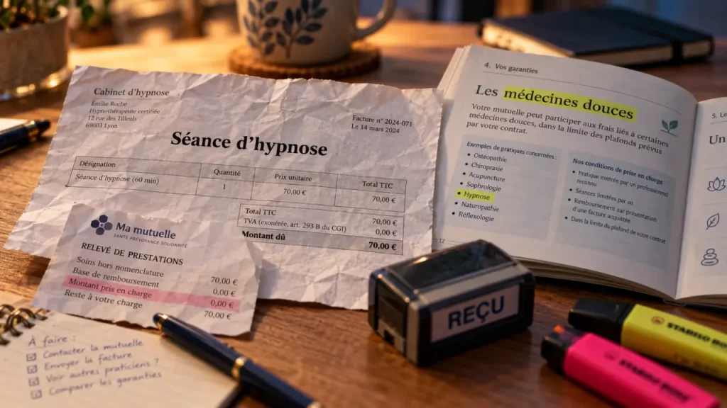 Hypnose remboursement mutuelle : facture de séance et garanties