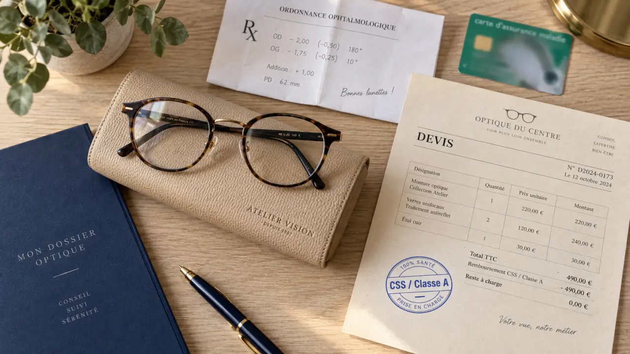 Lunette remboursé par la CMU classe A à 0 euro en opticien