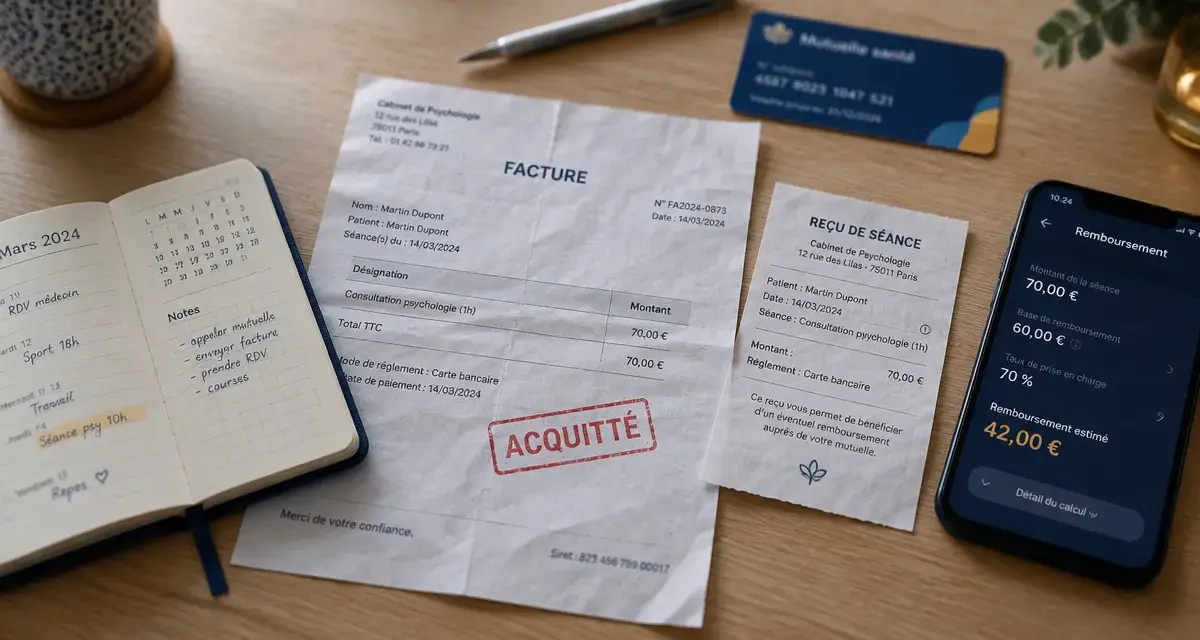 Remboursement sophrologie mutuelle : facture acquittée et calcul