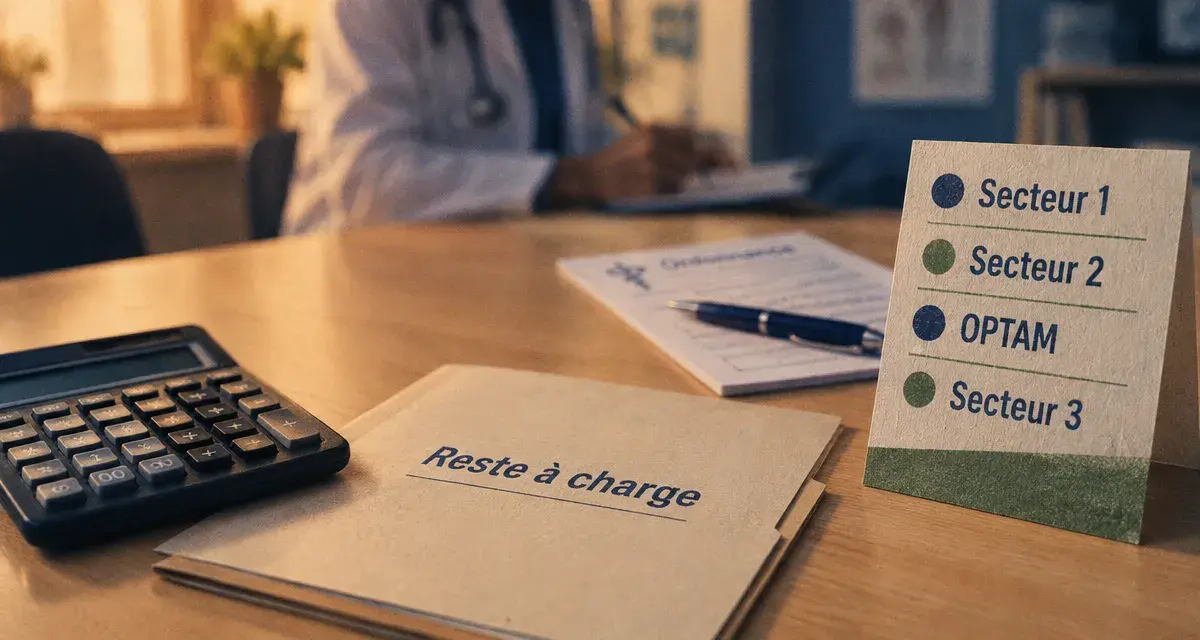Secteur de conventionnement : consultation 70 € et reste à charge (19 €)